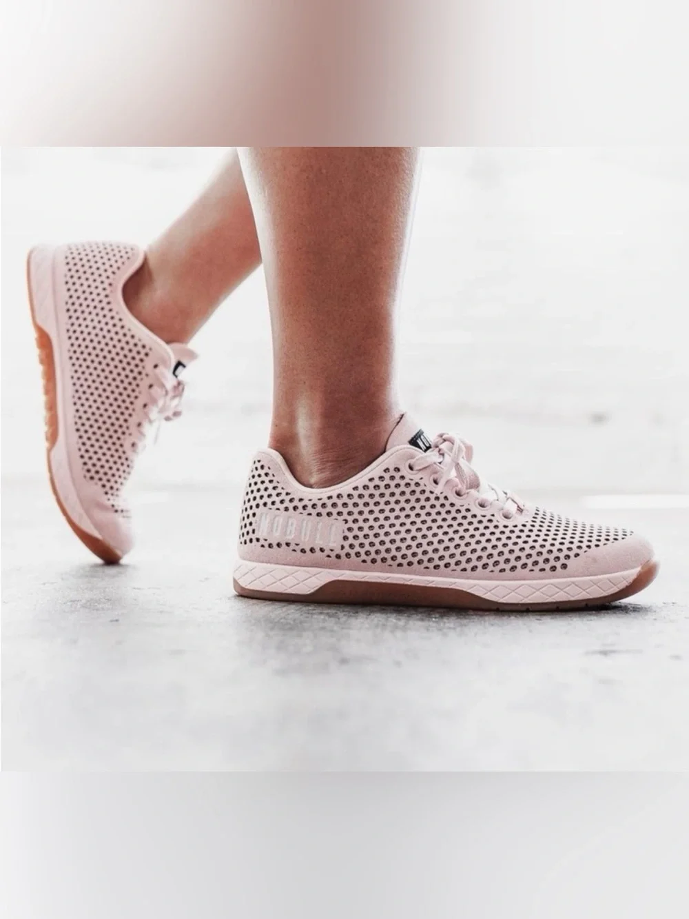 NOBULL Blush Pink Perforated Suede Trainers Women’s Size 8.5 Crossfit Hyrox